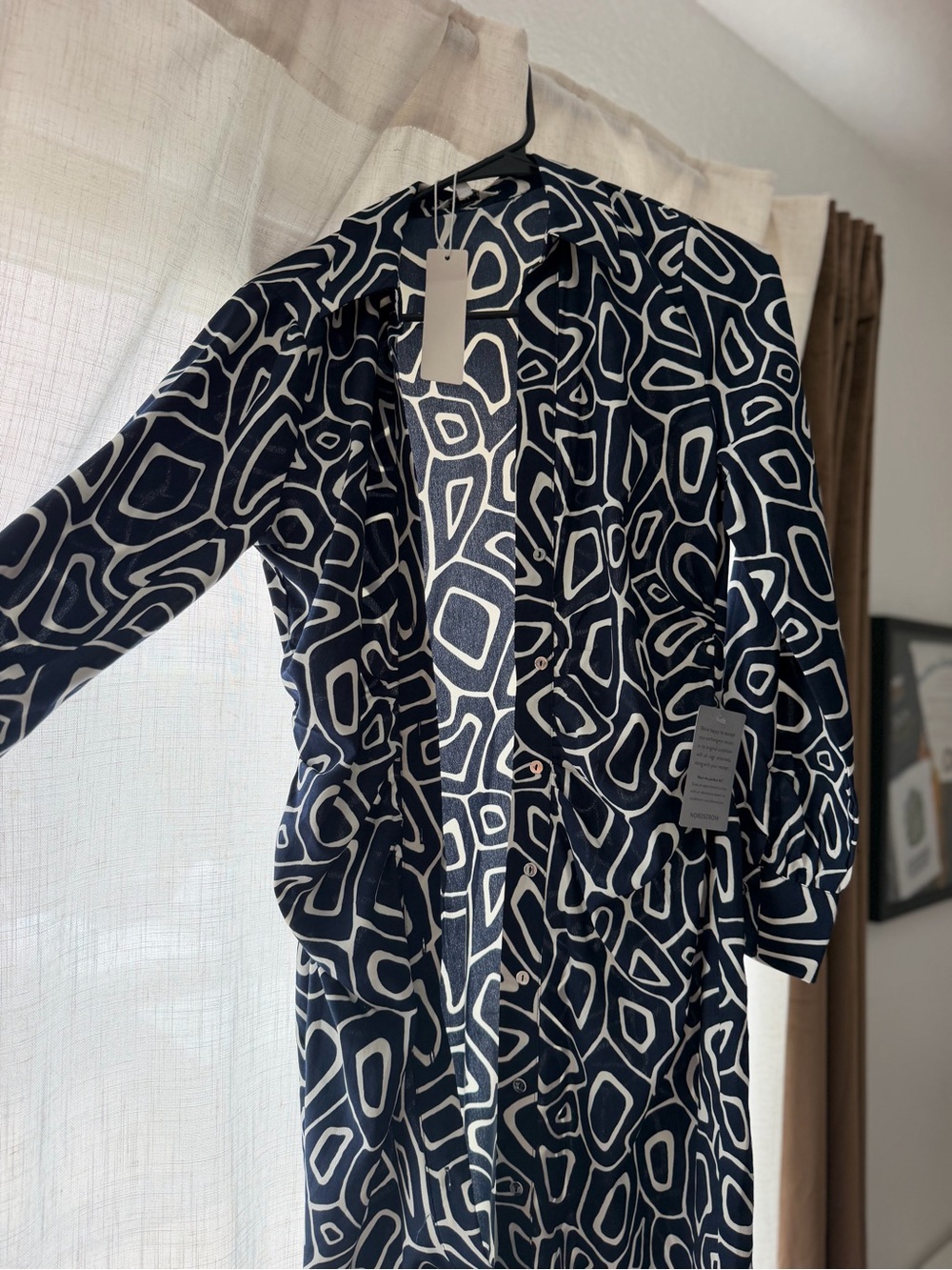 Nordstrom Navy and White Geometric Dress